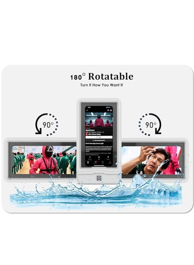 Excefore Shower Phone Holder, Anti-Fog Touch Screen Phone Mount Box, 180° Rotatable Waterproof Wall Mount Shower Phone Case for Bathroom Wall Mirror Bathtub Kitchen, for Under 6.7” Smart Phone - Image 2