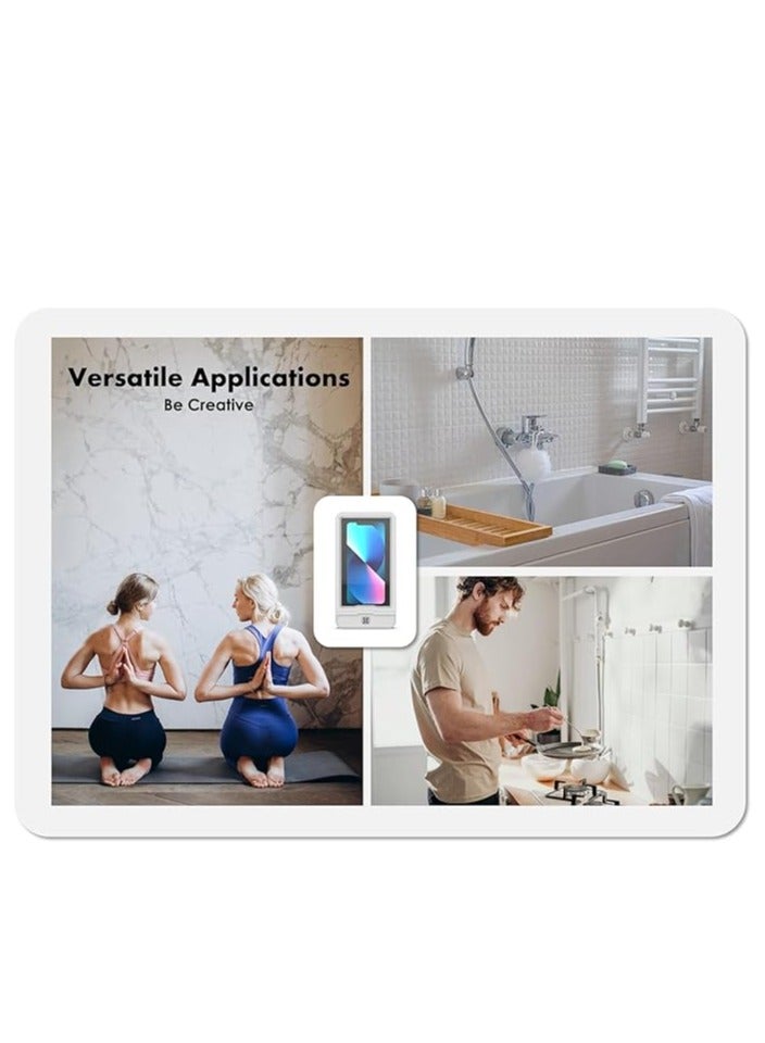 Excefore Shower Phone Holder, Anti-Fog Touch Screen Phone Mount Box, 180° Rotatable Waterproof Wall Mount Shower Phone Case for Bathroom Wall Mirror Bathtub Kitchen, for Under 6.7” Smart Phone - Image 4