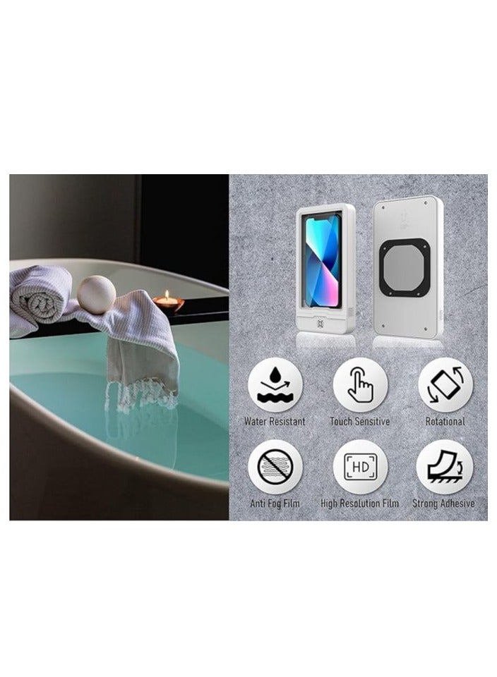 Excefore Shower Phone Holder, Anti-Fog Touch Screen Phone Mount Box, 180° Rotatable Waterproof Wall Mount Shower Phone Case for Bathroom Wall Mirror Bathtub Kitchen, for Under 6.7” Smart Phone - Image 5
