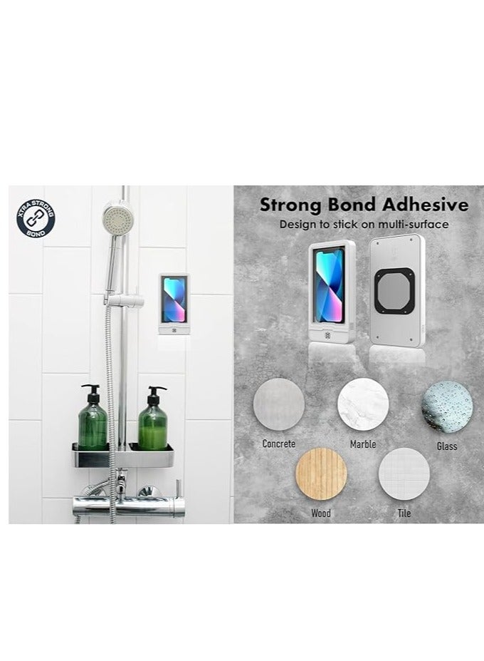 Excefore Shower Phone Holder, Anti-Fog Touch Screen Phone Mount Box, 180° Rotatable Waterproof Wall Mount Shower Phone Case for Bathroom Wall Mirror Bathtub Kitchen, for Under 6.7” Smart Phone - Image 3