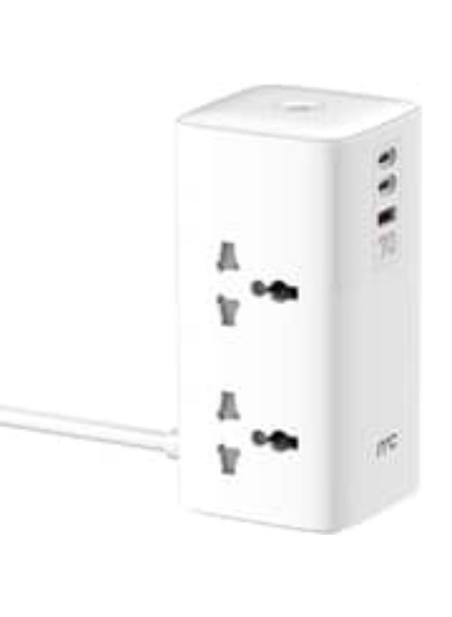 ماي كاندي مشترك كهربائي Mycandy PS-D100 بمنفذين مع شحن سريع 70W – موزع طاقة ذكي مع USB-C PD، تصميم مدمج، أبيض (ACMYCNCD100WHT) - Image 3
