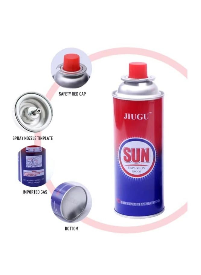 اسطوانة غاز البوتان علبة غاز بوتان (عدد 4 اسطوانات) لتشغيل الولاعات والبوتاجاز المحمول وادوات التخييم والسفاري  لتشغيل البشبوري المحمول 220 جرام - Image 2