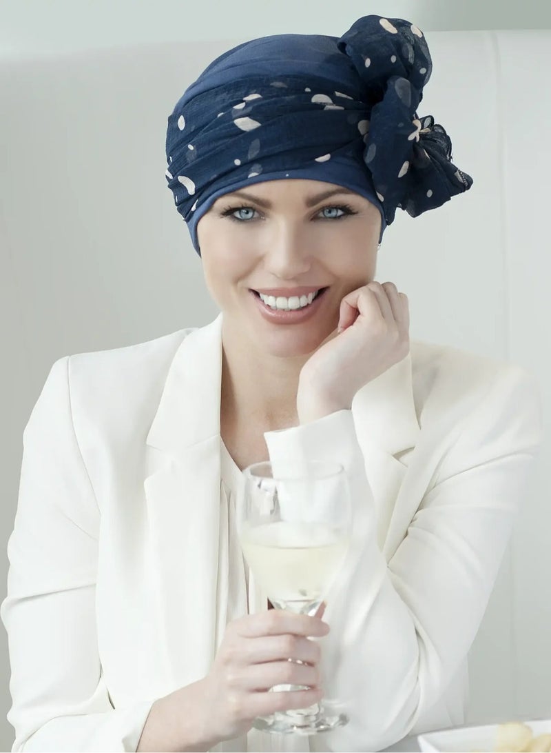 Rung Daisy Navy Blue Polka Dot Women Headwear - Image 1