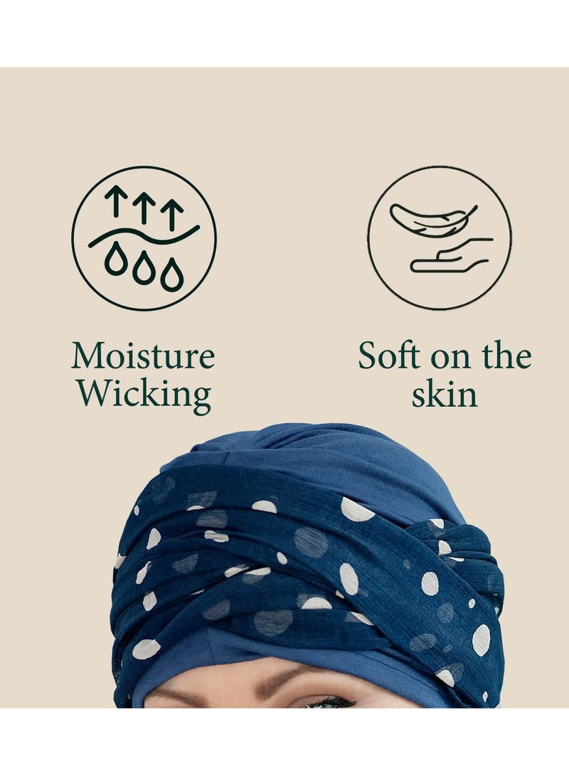 Rung Daisy Navy Blue Polka Dot Women Headwear - Image 3