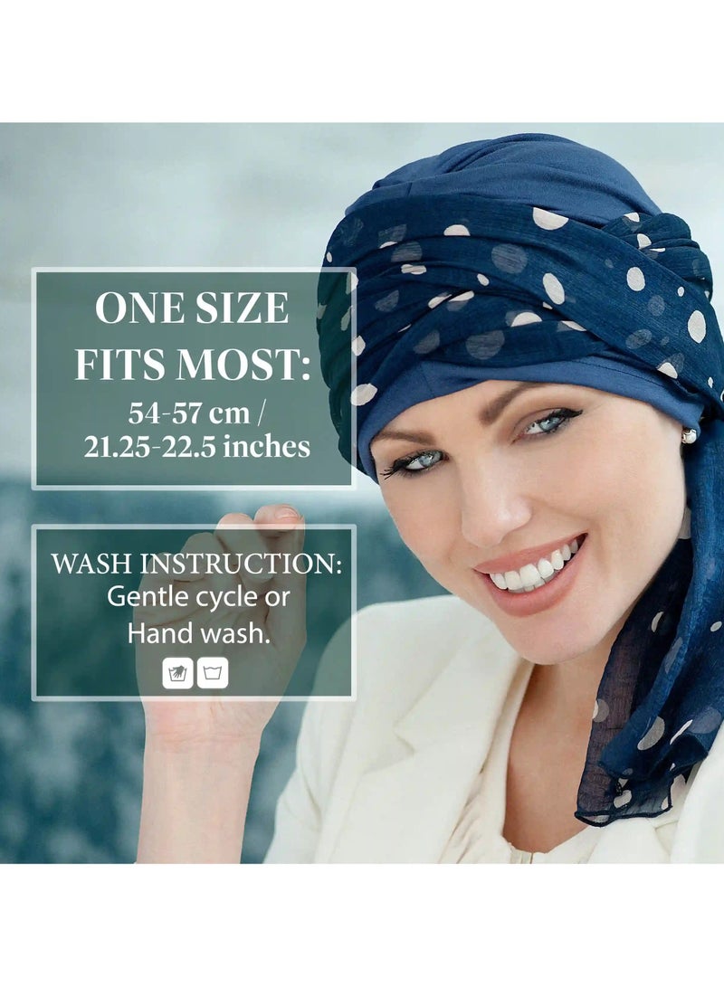 Rung Daisy Navy Blue Polka Dot Women Headwear - Image 5