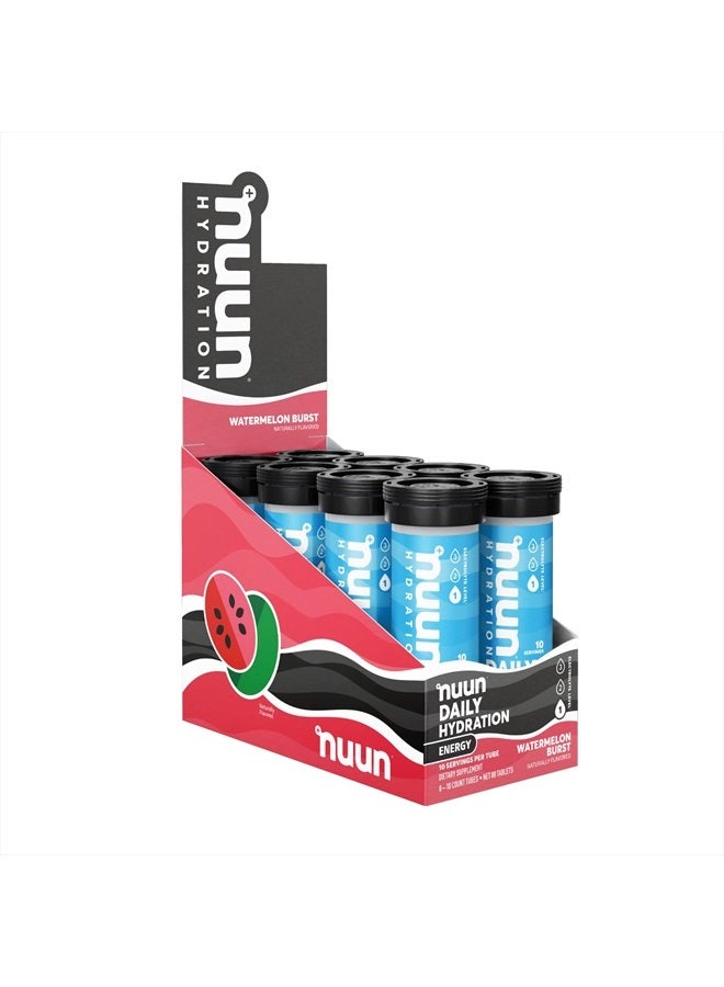 Nuun Hydration Energy Electrolyte Tablets with Caffeine, B Vitamins and Ginseng, Watermelon Burst, 8 Pack (80 Servings) - Image 1
