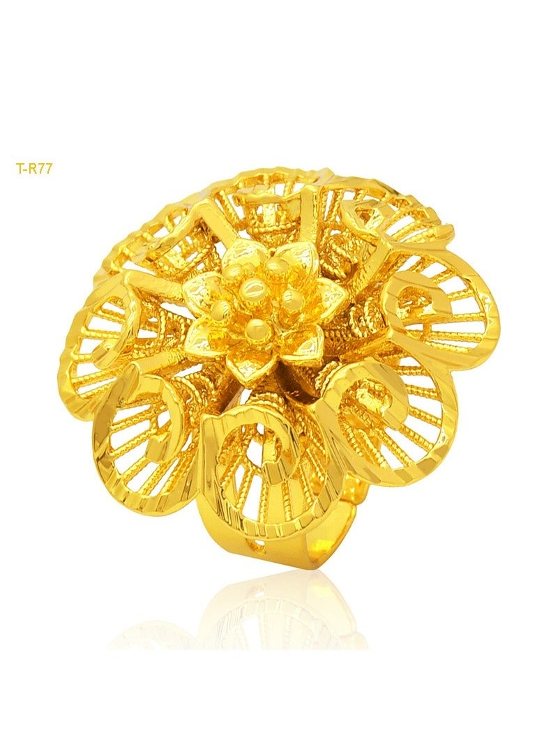 JOOLI Women Gold Ring Jewelry Wealthy Wedding Accessories Flower Rings Ladies Fashion Jewellery - Image 1