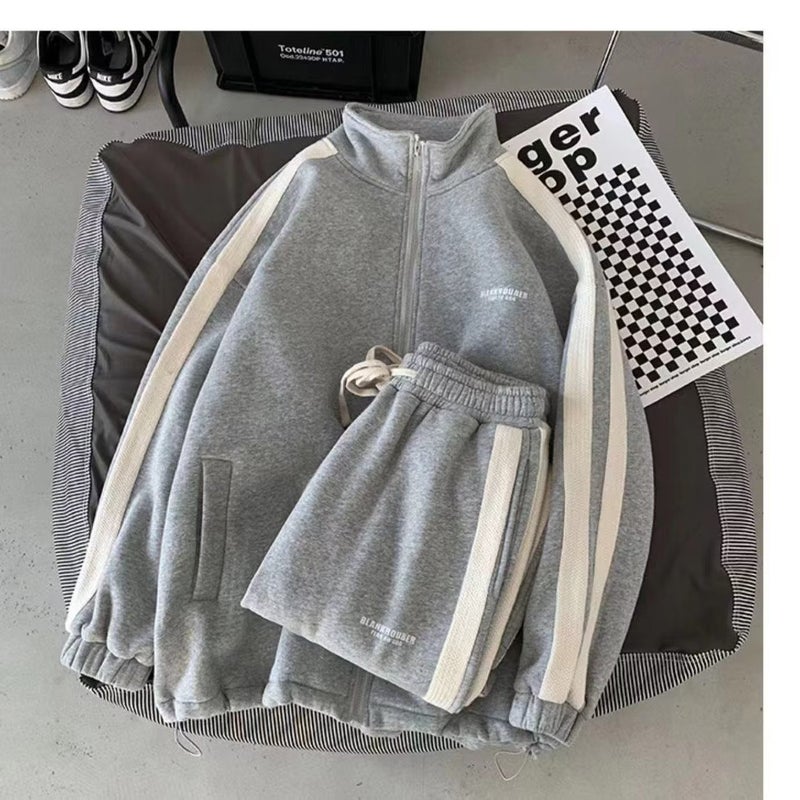 Spring and Autumn Sweat Couples suit Feeling Fag Handsome Mens Clothing Set Matching Fashionable Handsome Leisure Sports Trendy Mens Wear White (suit)  - Image 2