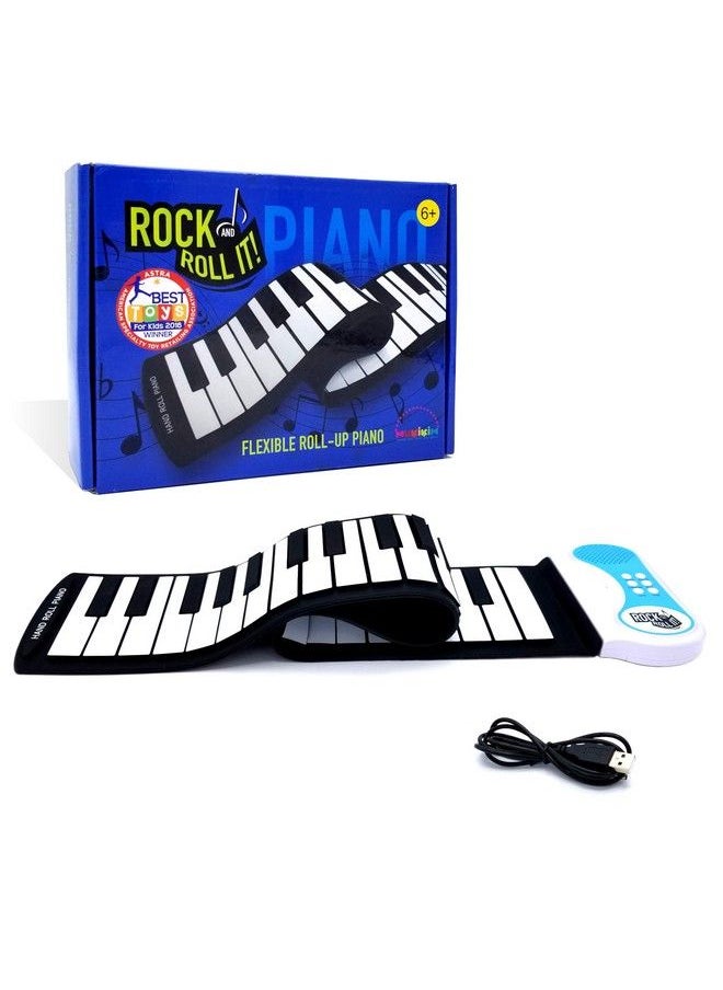 MukikiM - Rock And Roll It Piano. Roll Up Flexible Classic Toy Piano Keyboard For Kids. 49 Keys Hand Roll Silicone Portable Piano Pad. Flexible & Foldable. - Image 1
