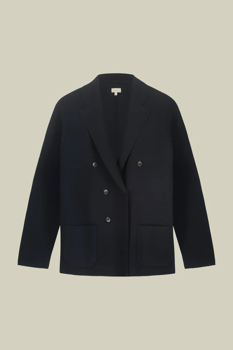 دوبل غانغر Men's single-breasted cardigan in 100% cotton Milano Point knit regular fit - DK Blue