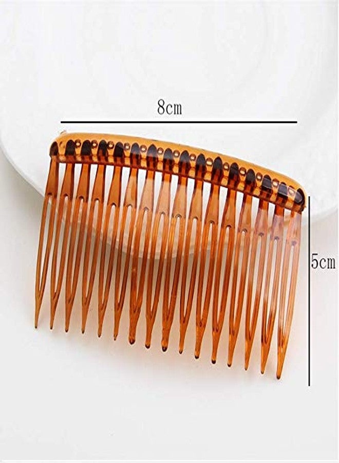 HLLMX 3PCS Classic French Side Comb Light Coffee Transparent Dark Coffee Color Plastic Side Combs Insert Combs for Women - Image 3