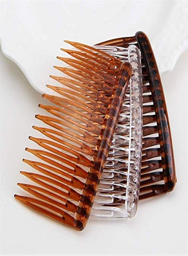 HLLMX 3PCS Classic French Side Comb Light Coffee Transparent Dark Coffee Color Plastic Side Combs Insert Combs for Women - Image 2