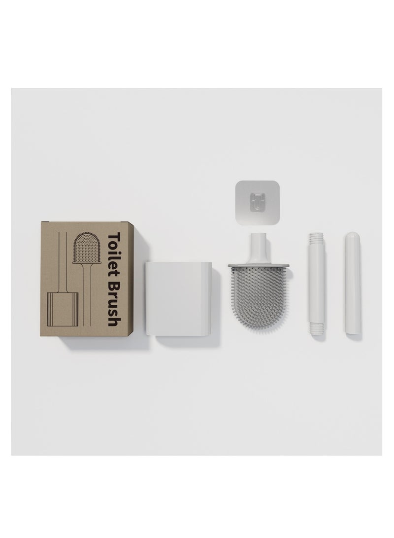 2 Pack Toilet Brush and Holder Set for Bathroom, Deep-Cleaning Silicone Toilet Bowl Brush with Non-Slip Long Plastic Handle(White) - Image 5