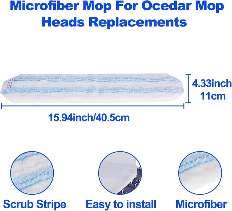 [حزمة مكونة من 5 قطع] وسائد استبدال لمكنسة Ocedar H2pro السطحية، قابلة للغسيل وإعادة الاستخدام، سهلة التركيب، يمكن غسلها في الغسالة، مناسبة لأنواع مختلفة من الأرضيات. - Image 2