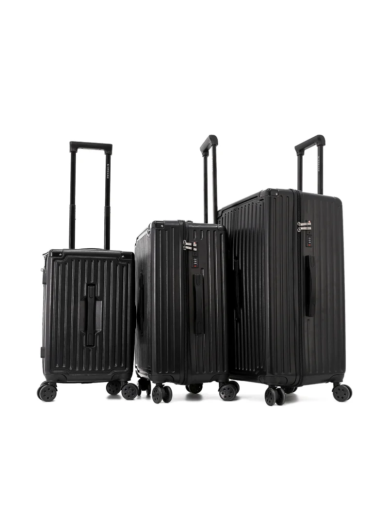 GIORDANO Giordano Hardside Luggage Trolley Bag 3-Piece Set – Black – 20"/24"/28"