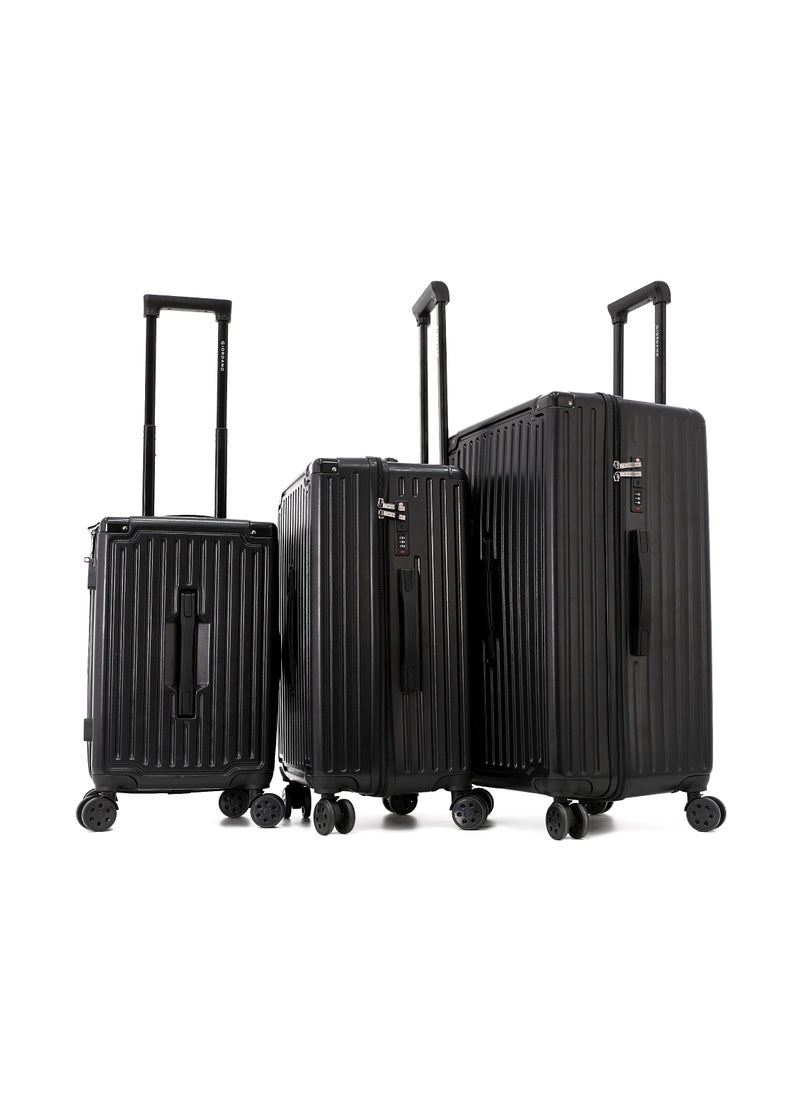 GIORDANO Giordano Hardside Luggage Trolley Bag 3-Piece Set – Black – 20"/24"/28"  - Image 1