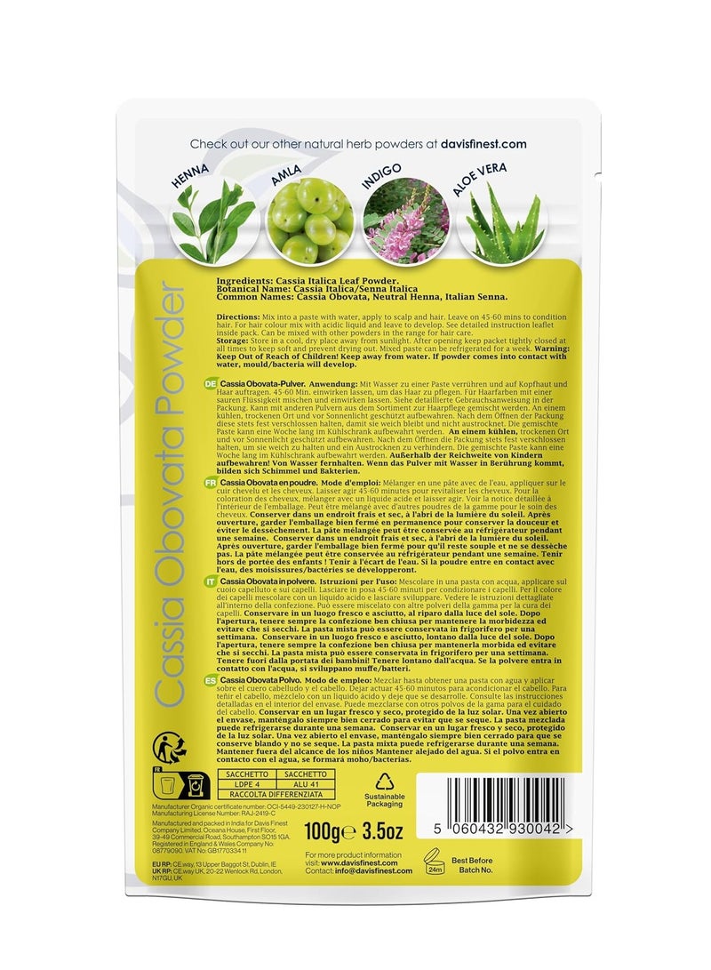 Davis Finest Organic Cassia Obovata Powder 100g Neutral Henna Natural Hair Strengthening Hair Mask Blonde Hair Dye Shine Conditioner  - Image 2