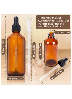 SKYLINK 2Pack 4oz Amber Glass Dropper Bottles with Measurement Markings – Refillable Leakproof Bottles for DIY, Storage, and Dispensing – Includes Dropper Pipettes & Funnel  - Image 2