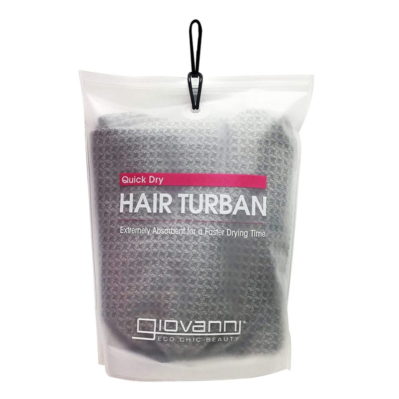 GIOVANNI Hair Turban Quick Dry Extremely Absorbent Accessory Gently Dries Hair After Washing Great for Fine or Thick Hair Works on Curly or Straight Hair Types Comfortably Stays in Place Gray