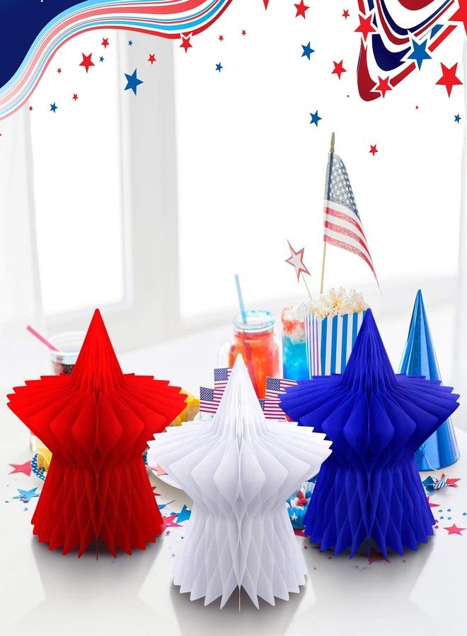 Fourluoo 6 Pcs 6 Pieces Patriotic Table Decorations 4th of July 250th Anniversary Honeycomb Centerpieces Independence Day Decor 3D Red White Blue Star Decor for 4th of July Kitchen Home (7.9 Inch) - Image 4