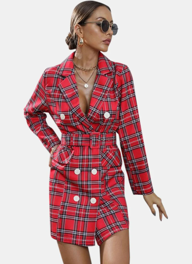 YUNIQEE Plaid Blazer Dress