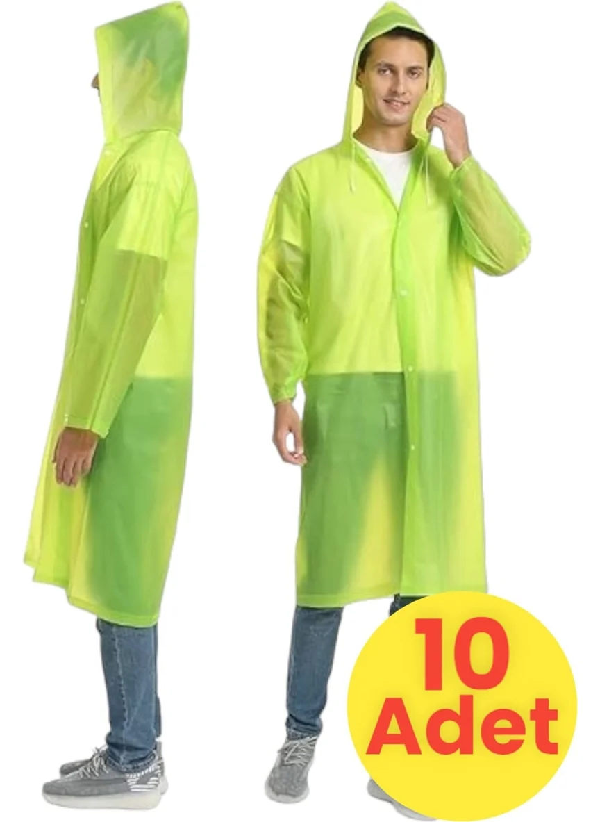 تيزجيلسين Men's Windproof Hooded Raincoat Eva Raincoat 10 Pieces