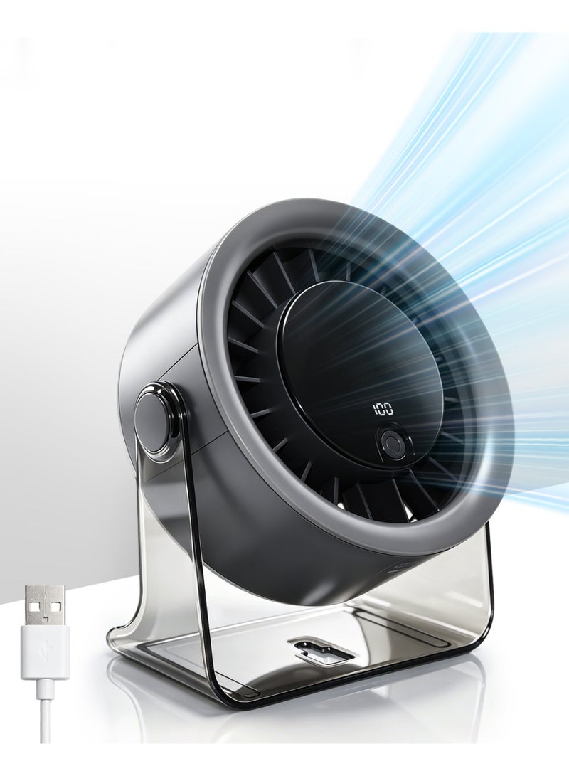 Wahacool Small Desk Fan, 100-Speed Rechargeable USB Fan with LED Display, Wall Mount & Desktop Portable Fan, Quiet Brushless Personal Table Fan for Bedroom Office Dorm Travel, Black - Image 1