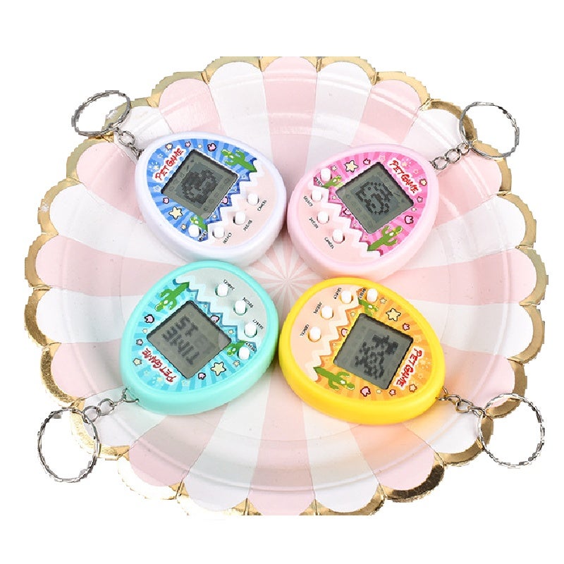 Virtual Pet Toy 6*5.3Cm Classic Tamagotchi-Style Nostalgic Appeal - Cute Star & Heart Patterns Easy-Carry Chain Pixelated Screen Electronic Pet Device for Children Game Lovers Party Gifts