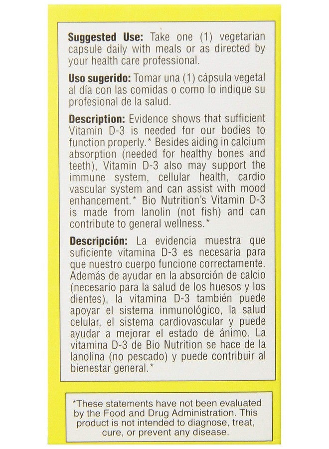 Bio Nutrition Bio Nutrition D3 12000 Iu Vegi-Caps, 50 Count - Image 3