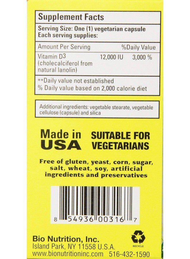 Bio Nutrition Bio Nutrition D3 12000 Iu Vegi-Caps, 50 Count - Image 4