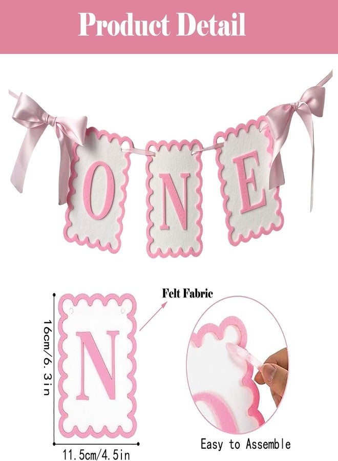 Moonlik One High Chair Banner Girls - Bow 1st Birthday Banner Baby Girl Fairy First Birthday Party Decorations Non-Toxic Fabric with Double Satin Bows (Blue) - Image 4