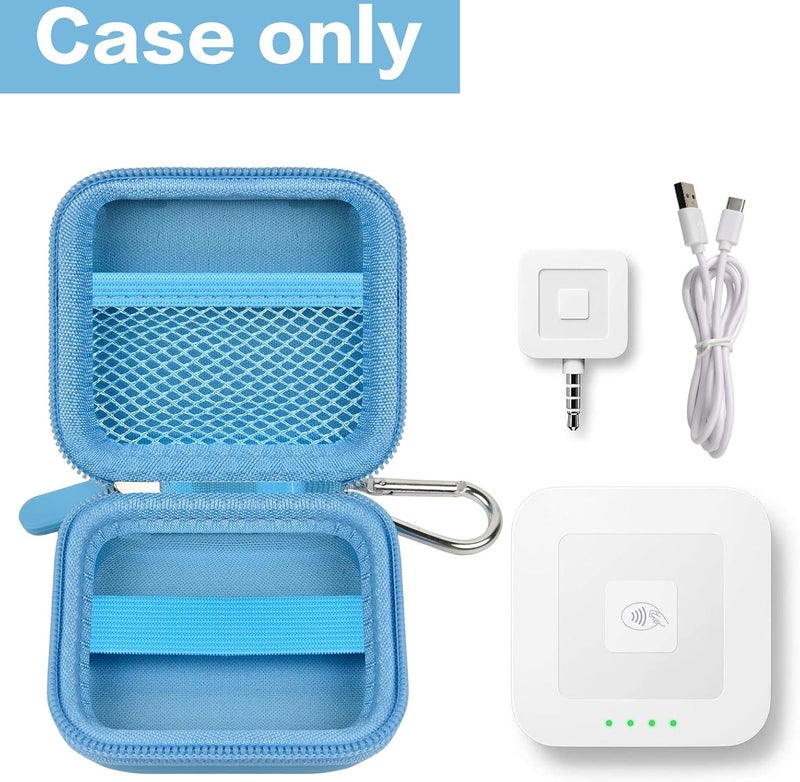 Comecase Chip Card Reader Scanner Case, Hard Carrying Bag Holder Fits Square A-SKU-0485 Contactless and Chip Reader with USB Charge Cable for EMV Chip Cards/Apple Pay/Android Pay/More - Blue - Image 2