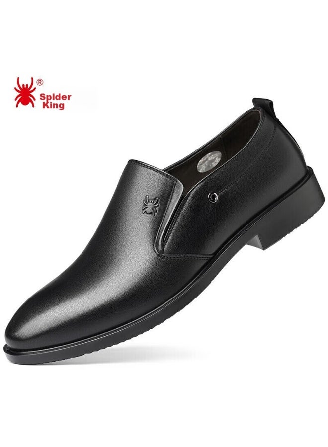 Spider King Leather Shoes For Men, Business Formal Shoes, Top-grain Cowhide, Comfortable Casual British Style Men's Shoes, 22888, Black, Size 43 - Image 1