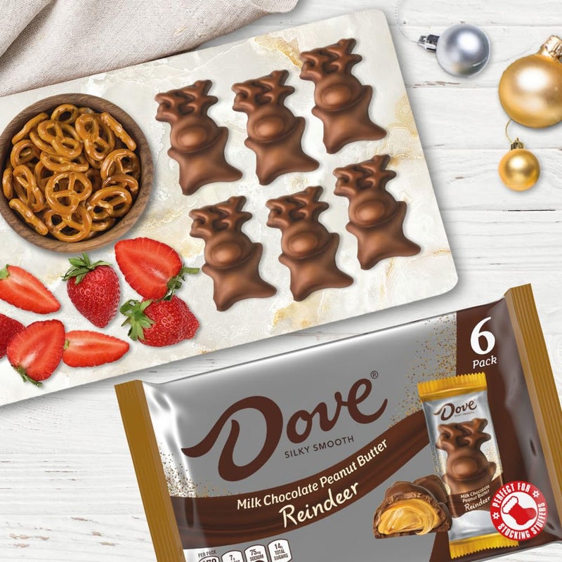 Mars DOVE Milk Chocolate Peanut Butter Reindeer Christmas Chocolate Candy Bar, Christmas Candy Stocking Stuffers, 1.1 Oz (Pack of 6) - Image 4