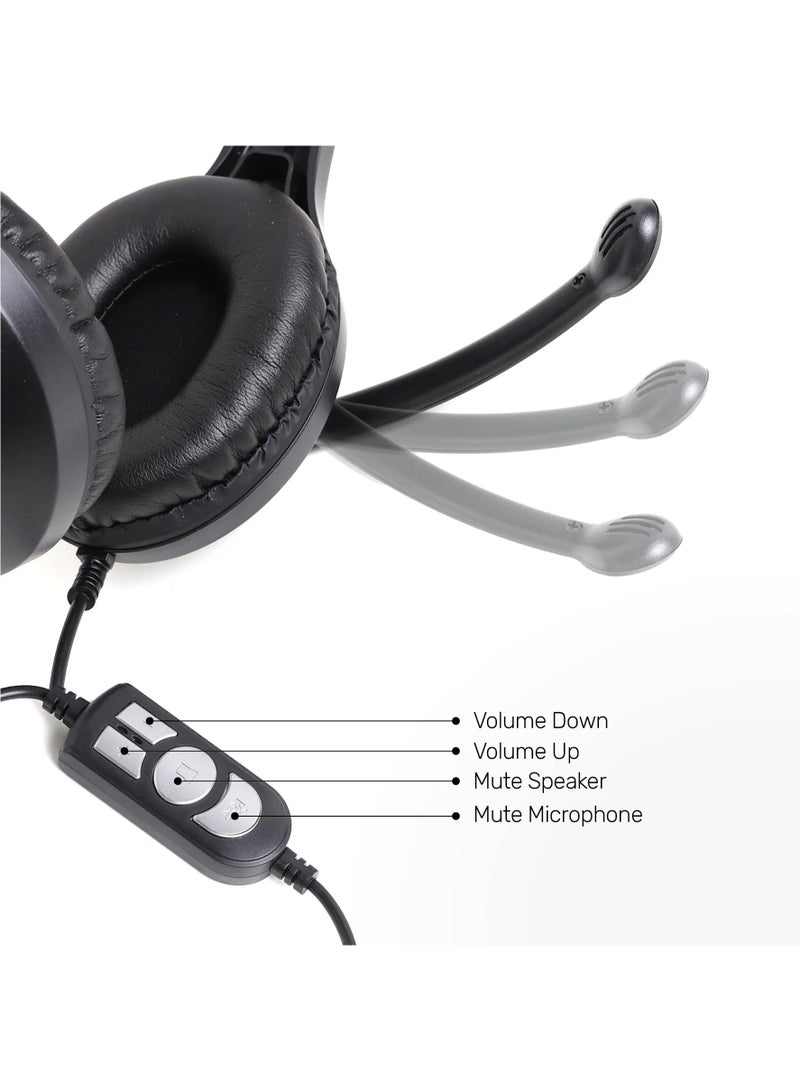 أب سماعات رأس سلكية UP Q6 عازلة للضوضاء تغطي الأذن مع ميكروفون للكمبيوتر المحمول والكمبيوتر - أسود - Image 5