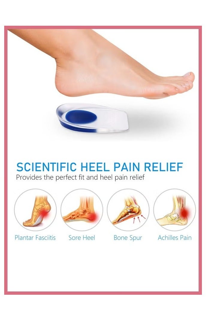 2 Pair Silicone Increase Heel Support Pads, Cup Gel Shock Cushion, for Plantar Fasciitis, Sore Heel, Bone Spur, Foot Pain Relief Support - Image 2