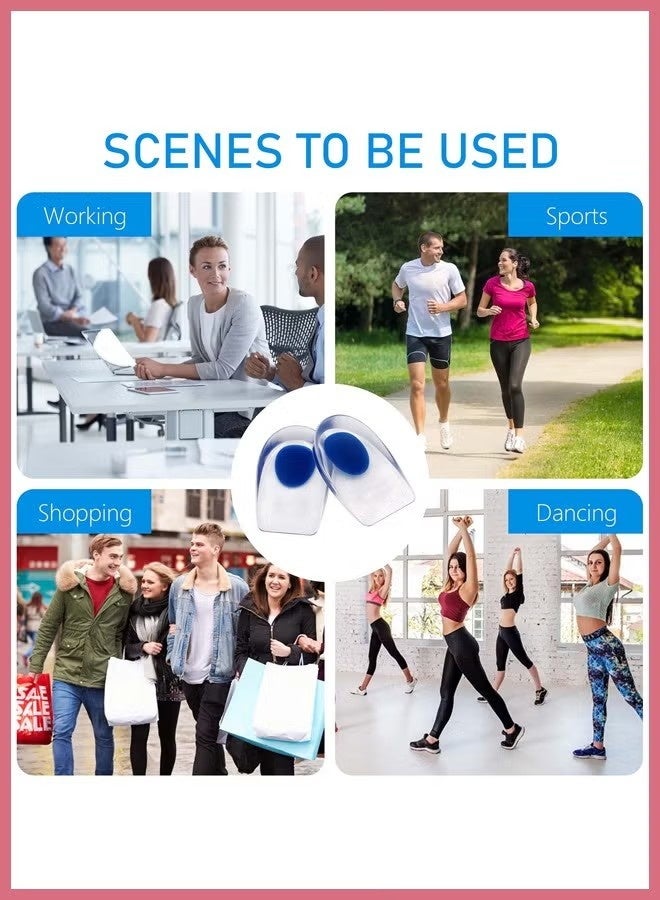 2 Pair Silicone Increase Heel Support Pads, Cup Gel Shock Cushion, for Plantar Fasciitis, Sore Heel, Bone Spur, Foot Pain Relief Support - Image 5