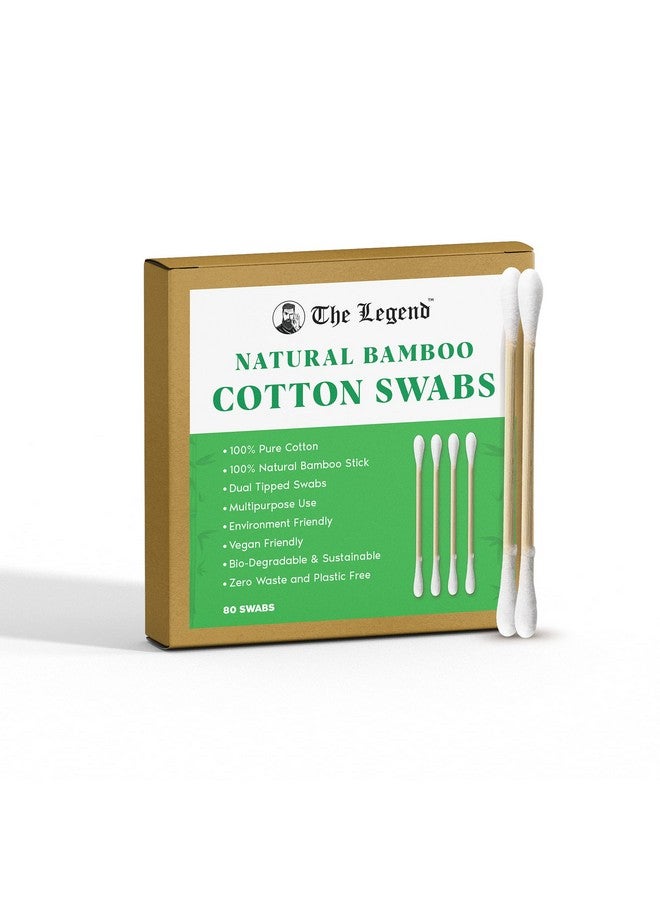 The Legend Bamboo cotton swabs | 100% Natural Bamboo Stick | Dual Tipped Swabs | 100% pure cotton |These cotton swabs are soft | Each box has 80, Pack of 3, 240 Swab Sticks - Image 1