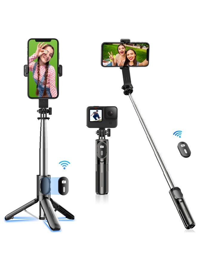Kingone Selfie Stick, Mini, Stable, Tripod, Digital Camera, iPhone/Android Smartphones, Remote Control, Portable, Foldable, 28.0 inches (71 cm), 7 Telescopic Levels, 360° + 260° Adjustable, 4–7 Inches - Image 1