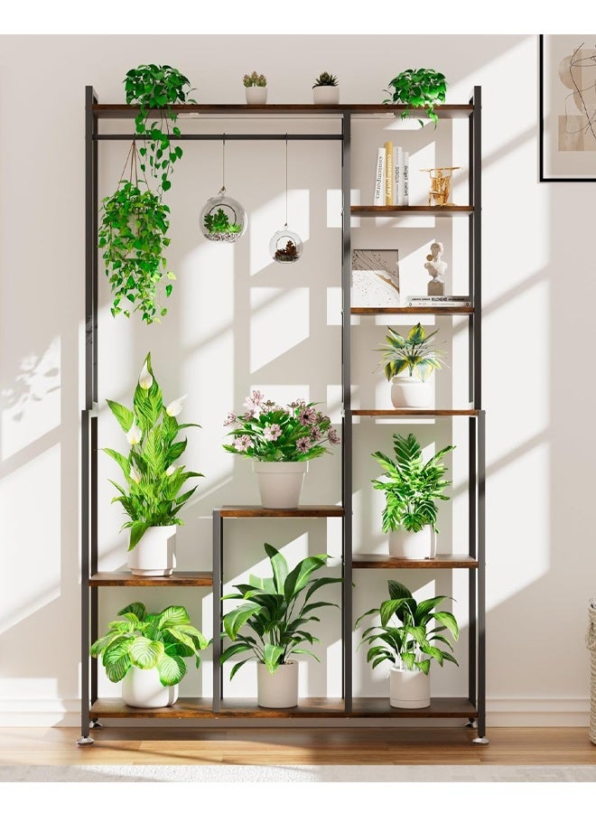 NKX Flower Rack with Shelves Living Room Floor-to-Floor Balcony Wrought Iron Shelf Mobile with Multi-Layer Flower Pot Bracket for Planting - Image 3