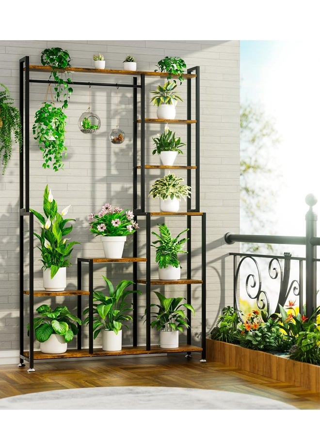 NKX Flower Rack with Shelves Living Room Floor-to-Floor Balcony Wrought Iron Shelf Mobile with Multi-Layer Flower Pot Bracket for Planting - Image 5