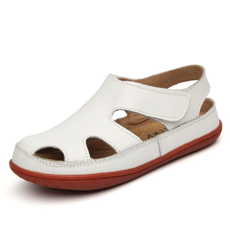Cowhide Boys Sandals Hollow Children'S Toe Leather Sandals White Hollow Breathable Women'S Shoes - Image 2
