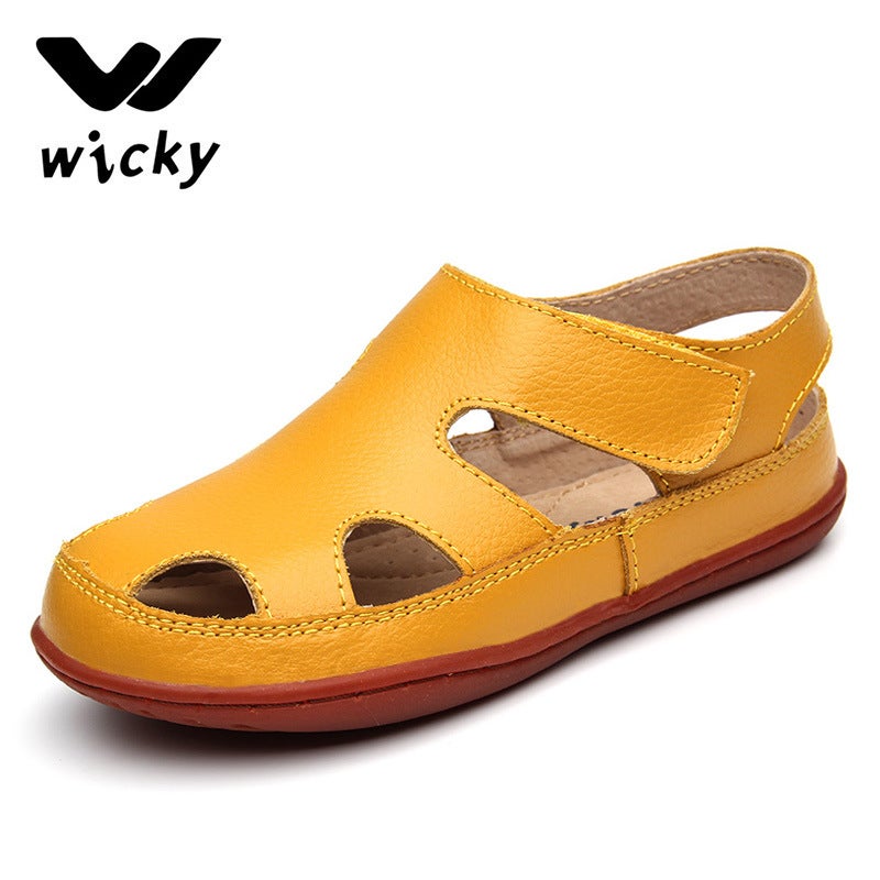 Cowhide Boys Sandals Hollow Children'S Toe Leather Sandals White Hollow Breathable Women'S Shoes - Image 5