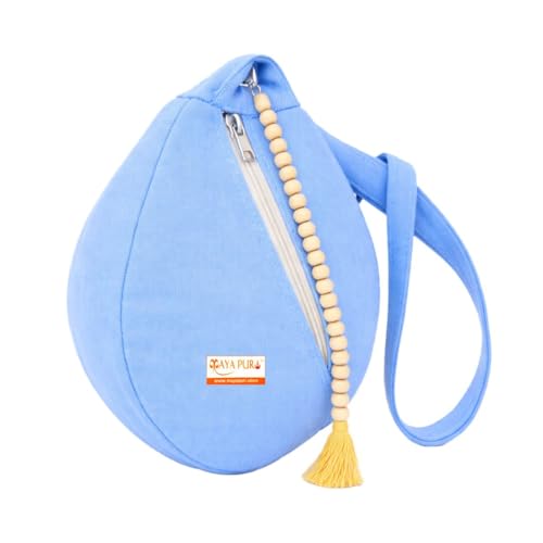 MAYAPURI Pure Cotton Original Gomukhi Japa Mala Bag, Chanting Bag or Prayer Beads Bag, Double Stitched with Double Zipper Pocket and Sakshi Mala Counter (Sky Blue) - Image 1