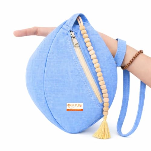 MAYAPURI Pure Cotton Original Gomukhi Japa Mala Bag, Chanting Bag or Prayer Beads Bag, Double Stitched with Double Zipper Pocket and Sakshi Mala Counter (Sky Blue) - Image 4