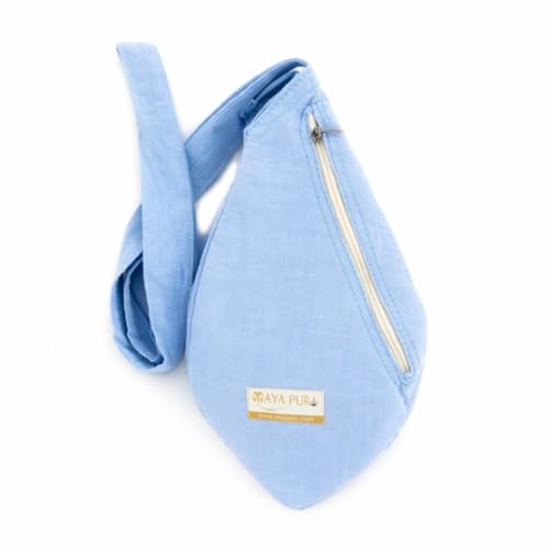 MAYAPURI Pure Cotton Original Gomukhi Japa Mala Bag, Chanting Bag or Prayer Beads Bag, Double Stitched with Double Zipper Pocket and Sakshi Mala Counter (Sky Blue) - Image 5