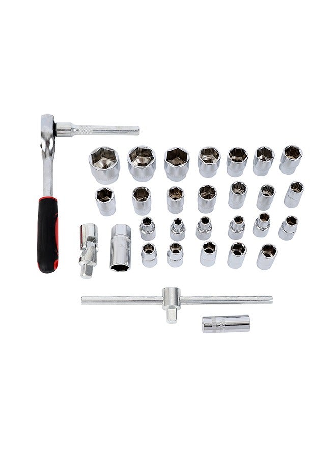 LAWAZIM Sleeve Ratchet Wrench Set -32 Piece- Heavy-Duty Chrome Vanadium Steel Socket Set with Reversible Ratchet, Secure Grip, and a Carrying Case - Ideal for Automotive Mechanical and DIY Repair Tools - Image 5