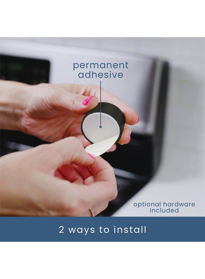 S&T INC. Round Adhesive Push Towel Hooks for Kitchen, Hand and Dish Towels, Matte Black, 4 Pack - Image 2