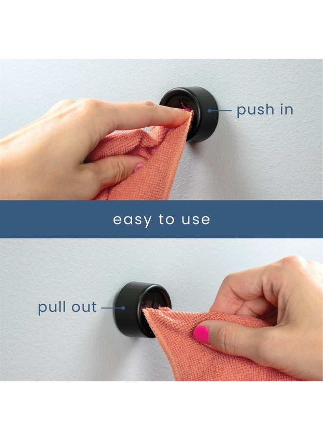 S&T INC. Round Adhesive Push Towel Hooks for Kitchen, Hand and Dish Towels, Matte Black, 4 Pack - Image 3