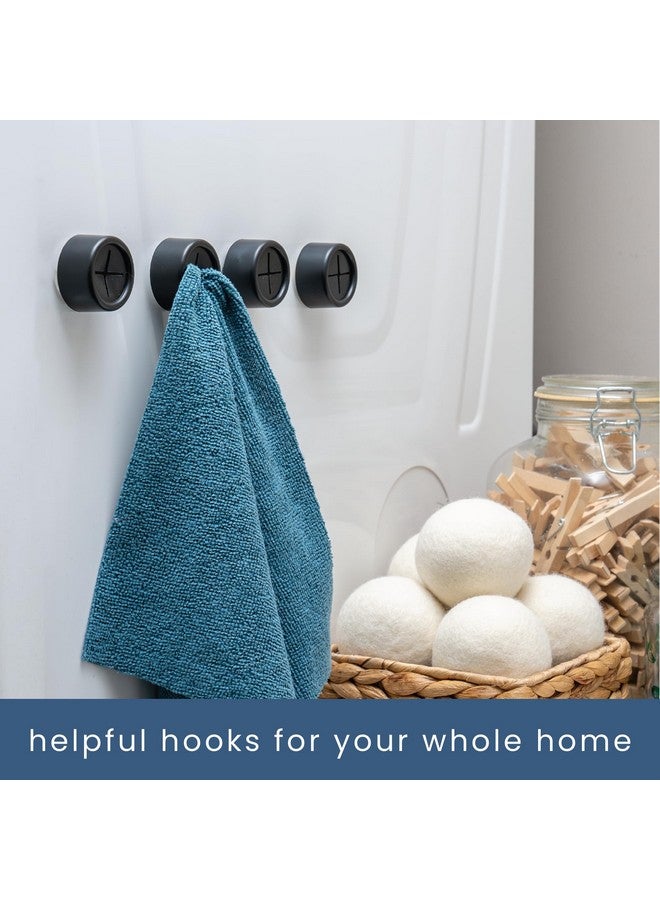 S&T INC. Round Adhesive Push Towel Hooks for Kitchen, Hand and Dish Towels, Matte Black, 4 Pack - Image 4